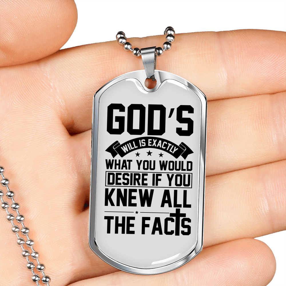 Desire God'S Will Necklace Stainless Steel or 18k Gold Dog Tag 24" Chain-Express Your Love Gifts