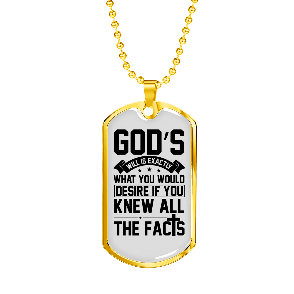 Desire God'S Will Necklace Stainless Steel or 18k Gold Dog Tag 24" Chain-Express Your Love Gifts