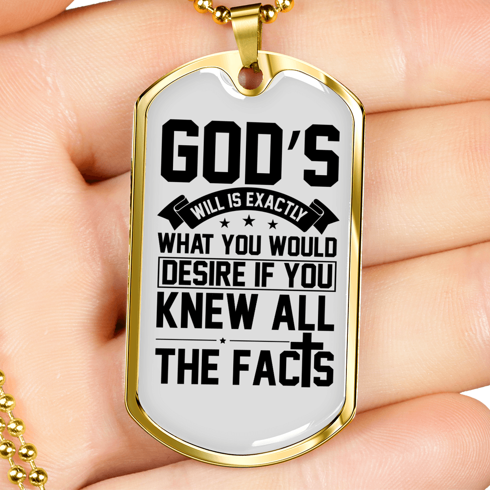 Desire God'S Will Necklace Stainless Steel or 18k Gold Dog Tag 24" Chain-Express Your Love Gifts