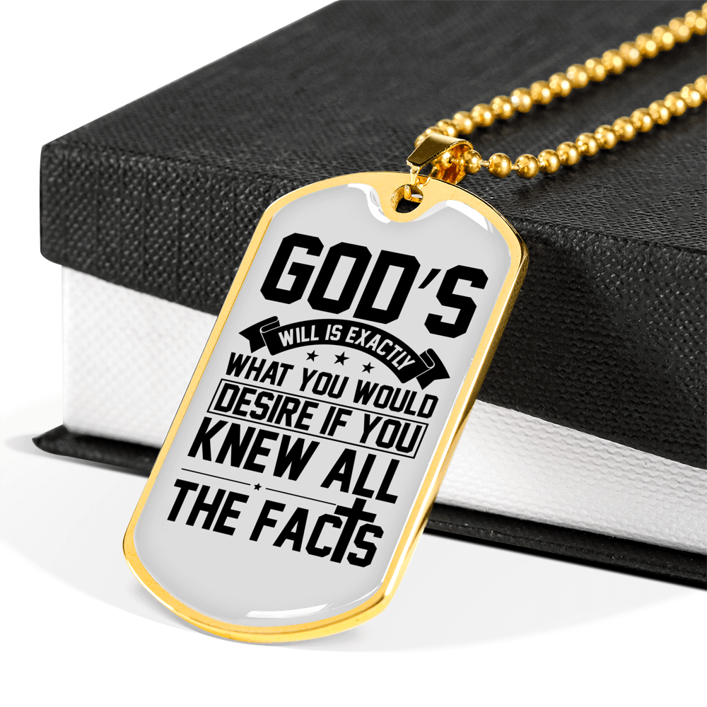Desire God'S Will Necklace Stainless Steel or 18k Gold Dog Tag 24" Chain-Express Your Love Gifts