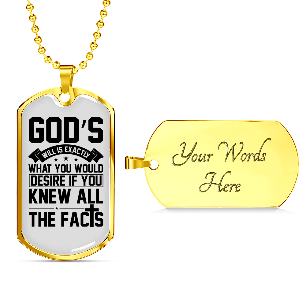 Desire God'S Will Necklace Stainless Steel or 18k Gold Dog Tag 24" Chain-Express Your Love Gifts