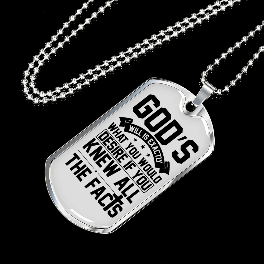Desire God'S Will Necklace Stainless Steel or 18k Gold Dog Tag 24" Chain-Express Your Love Gifts