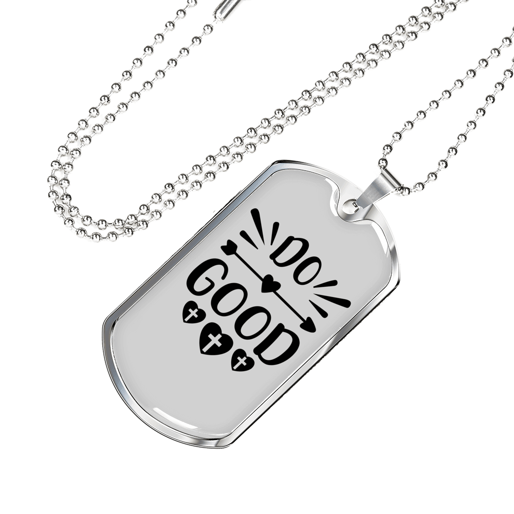 Do Good Heart Necklace Stainless Steel or 18k Gold Dog Tag 24" Chain-Express Your Love Gifts