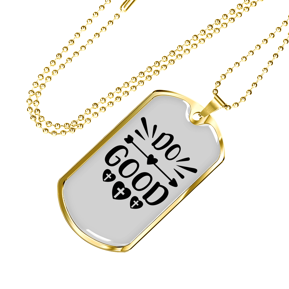Do Good Heart Necklace Stainless Steel or 18k Gold Dog Tag 24" Chain-Express Your Love Gifts