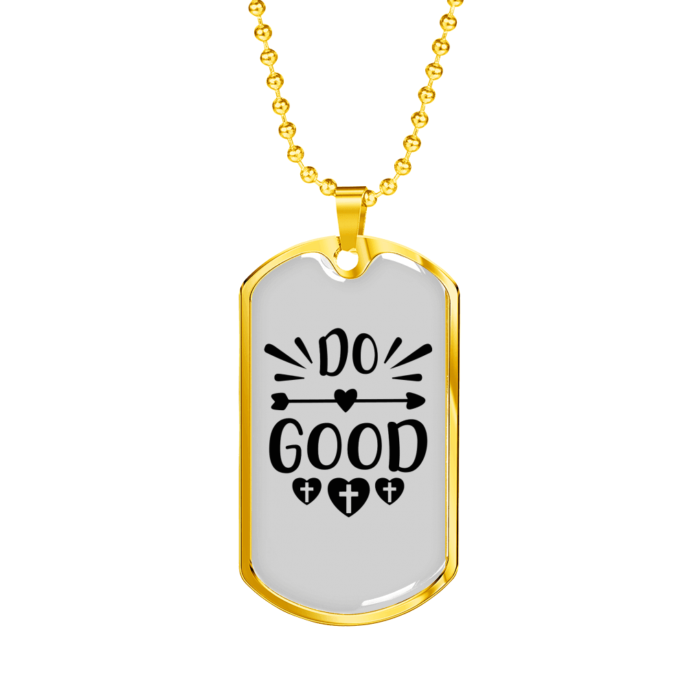 Do Good Heart Necklace Stainless Steel or 18k Gold Dog Tag 24" Chain-Express Your Love Gifts
