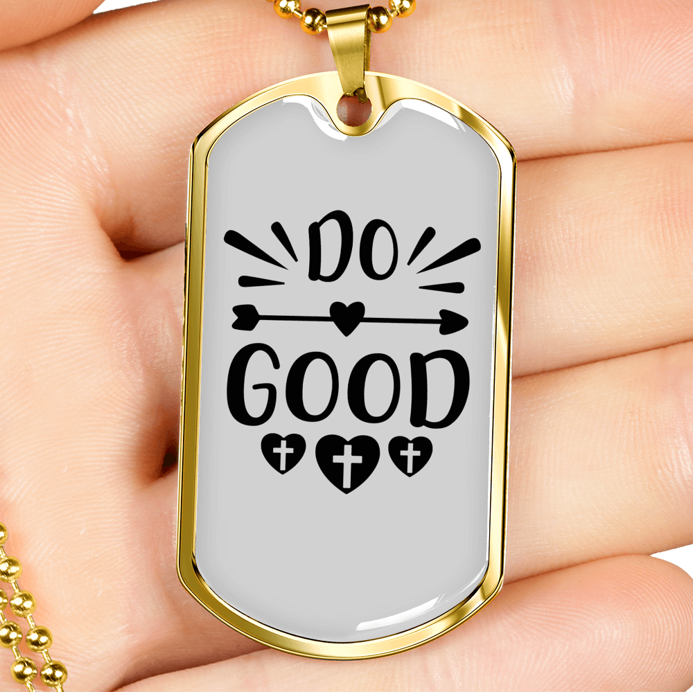 Do Good Heart Necklace Stainless Steel or 18k Gold Dog Tag 24" Chain-Express Your Love Gifts