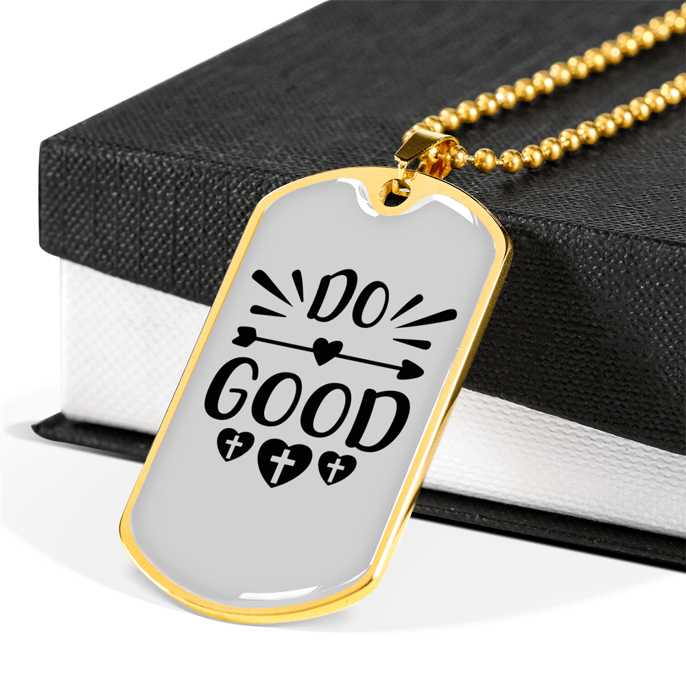 Do Good Heart Necklace Stainless Steel or 18k Gold Dog Tag 24" Chain-Express Your Love Gifts
