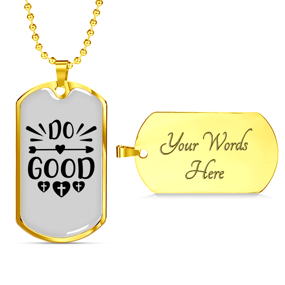 Do Good Heart Necklace Stainless Steel or 18k Gold Dog Tag 24" Chain-Express Your Love Gifts