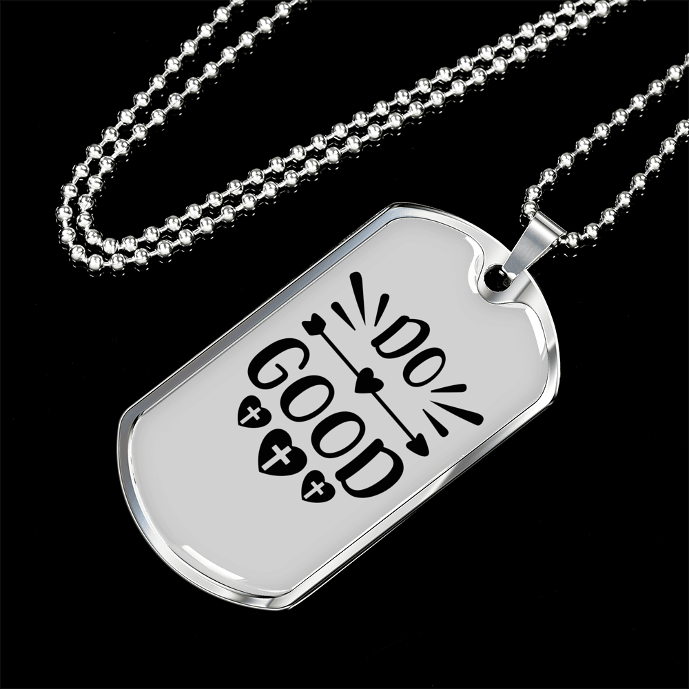 Do Good Heart Necklace Stainless Steel or 18k Gold Dog Tag 24" Chain-Express Your Love Gifts