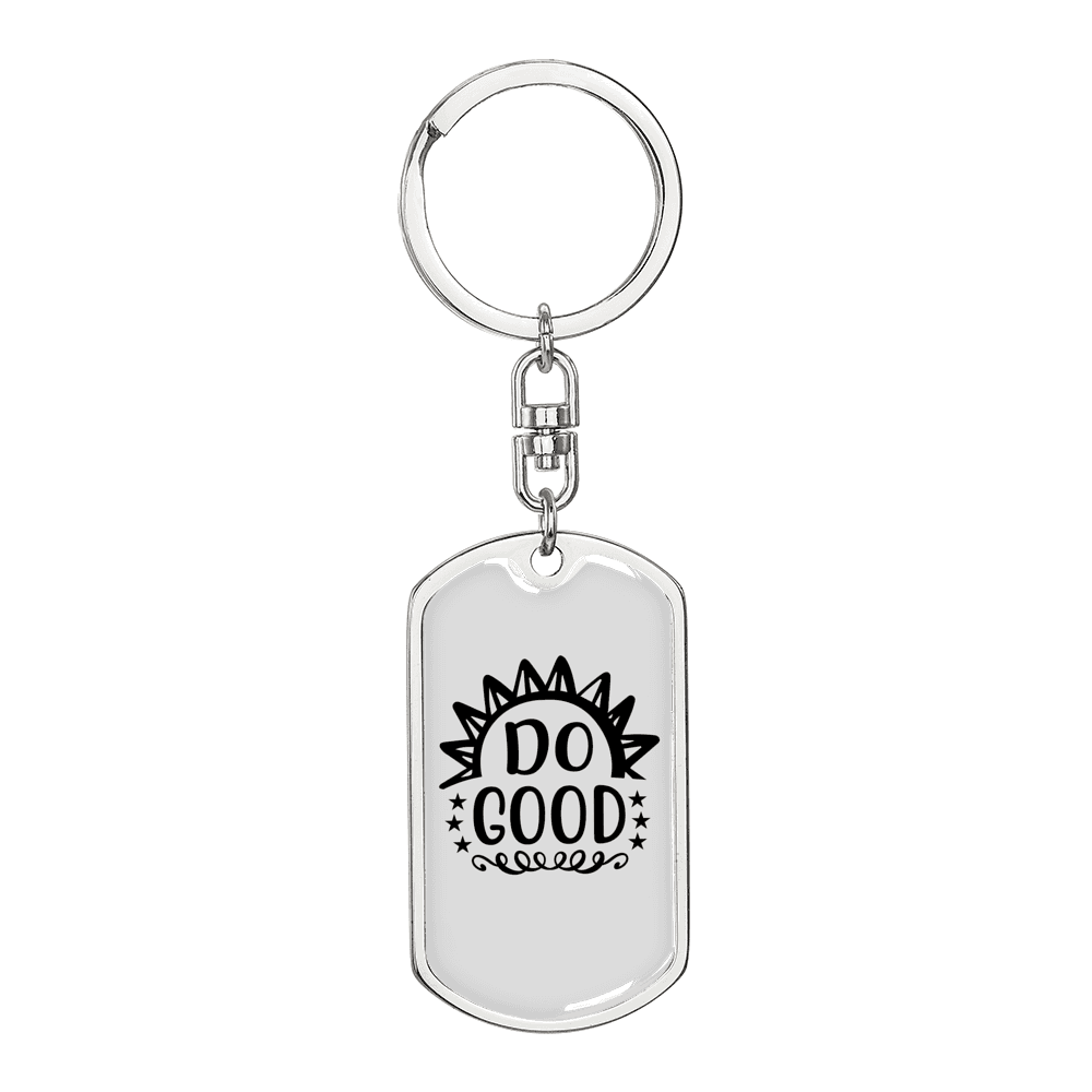Do Good Sun Rays Keychain Stainless Steel or 18k Gold Dog Tag Keyring-Express Your Love Gifts