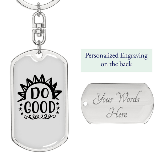 Do Good Sun Rays Keychain Stainless Steel or 18k Gold Dog Tag Keyring-Express Your Love Gifts