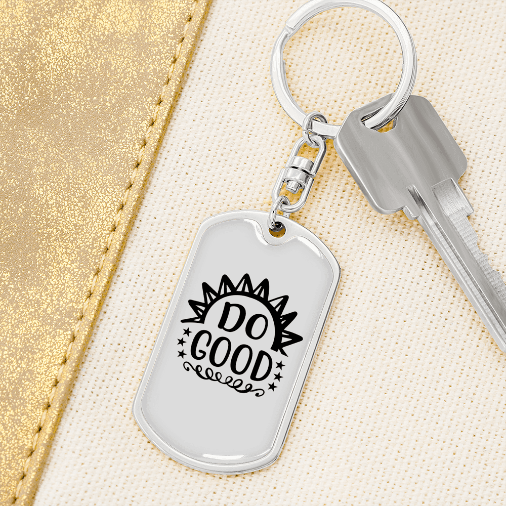 Do Good Sun Rays Keychain Stainless Steel or 18k Gold Dog Tag Keyring-Express Your Love Gifts