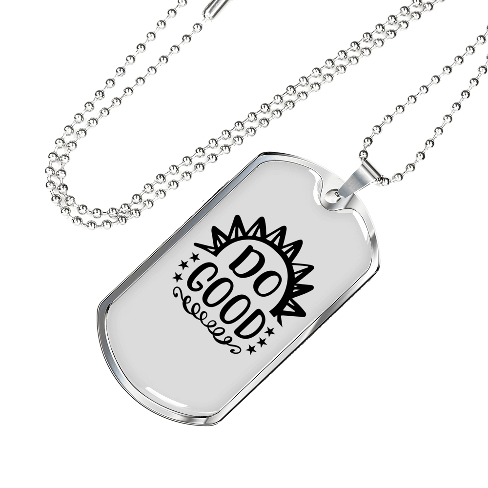 Do Good Sunlight Necklace Stainless Steel or 18k Gold Dog Tag 24" Chain-Express Your Love Gifts