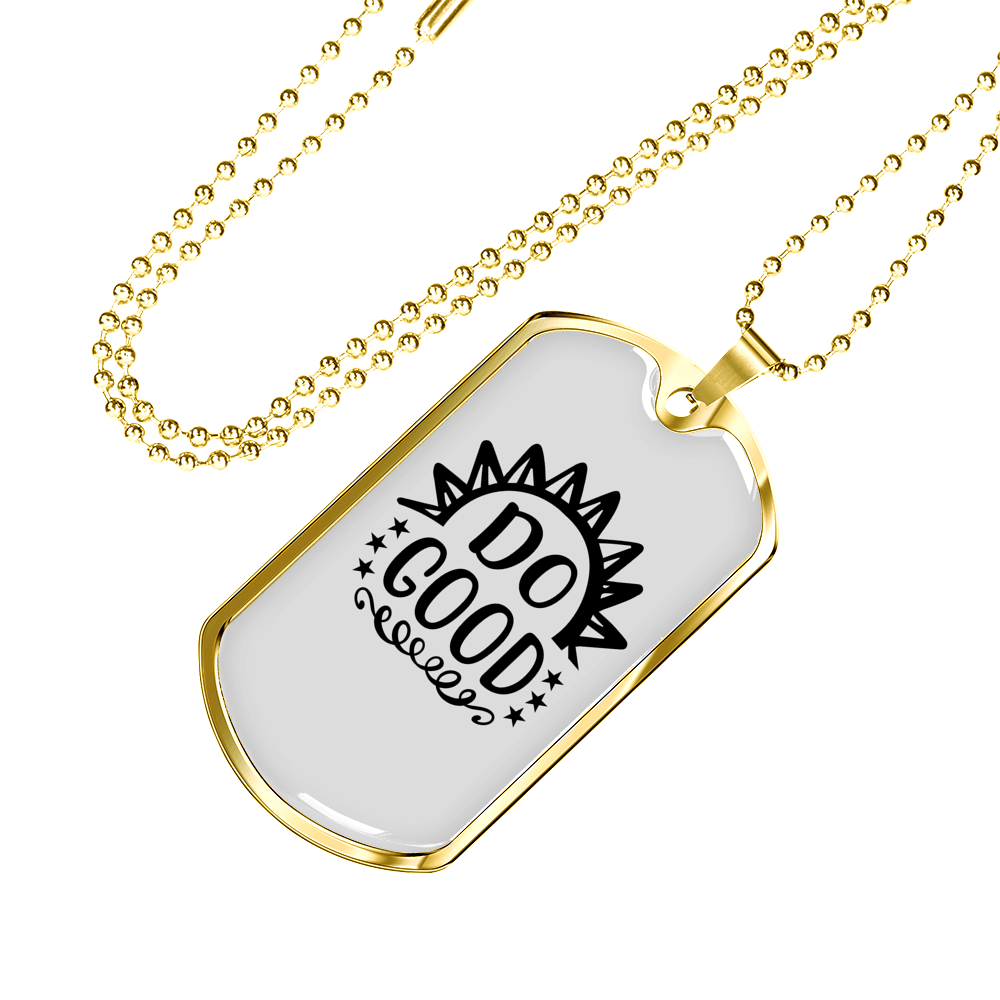 Do Good Sunlight Necklace Stainless Steel or 18k Gold Dog Tag 24" Chain-Express Your Love Gifts
