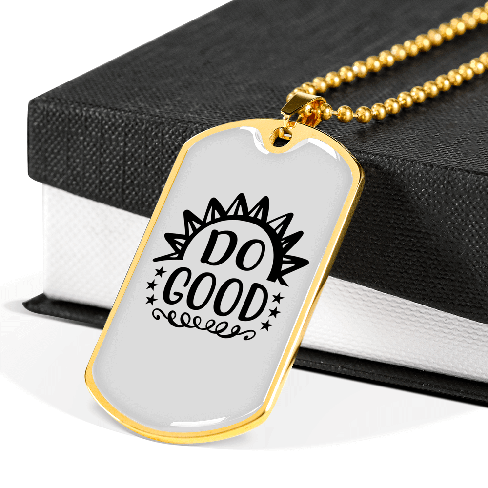 Do Good Sunlight Necklace Stainless Steel or 18k Gold Dog Tag 24" Chain-Express Your Love Gifts