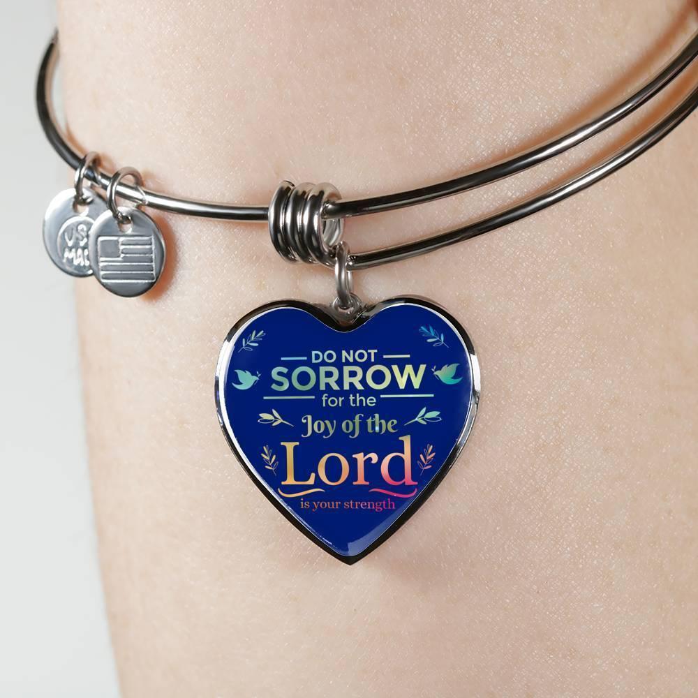 Do Not Sorrow Stainless Steel or 18k Gold Heart Bangle Bracelet - Express Your Love Gifts