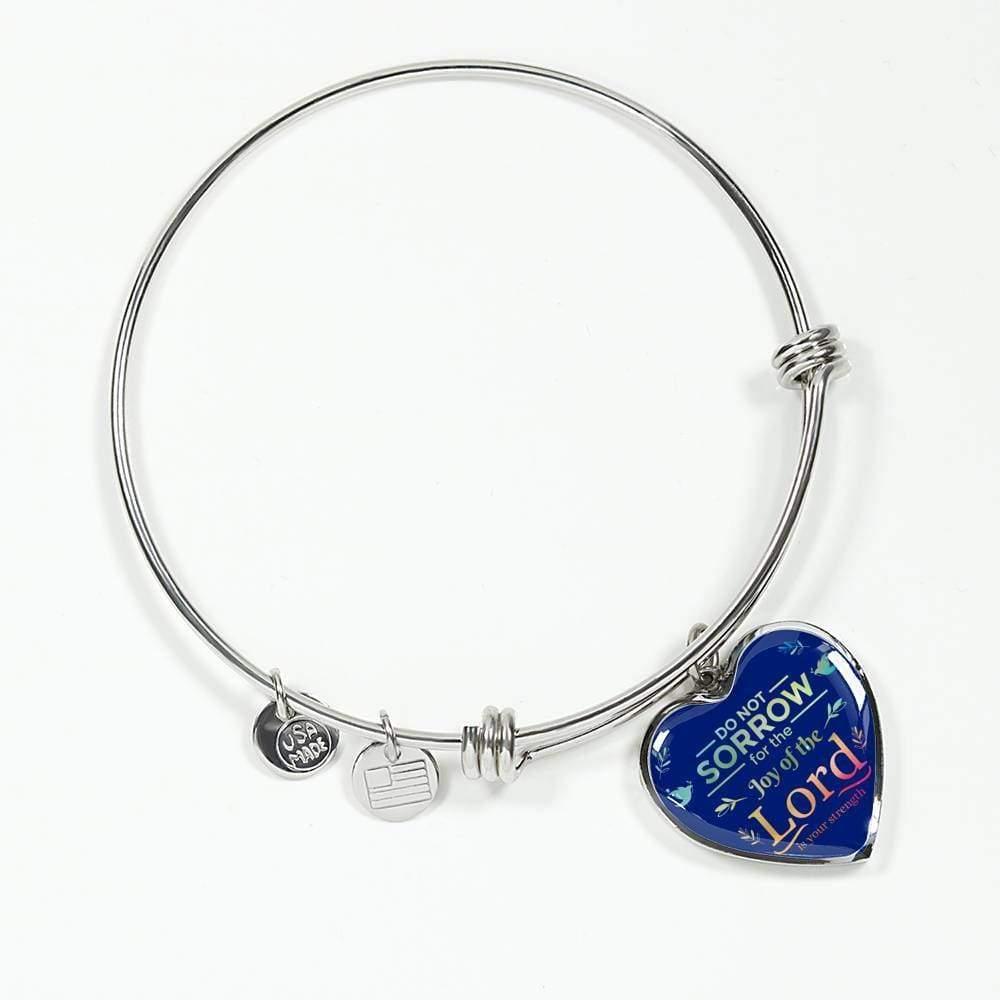 Do Not Sorrow Stainless Steel or 18k Gold Heart Bangle Bracelet - Express Your Love Gifts