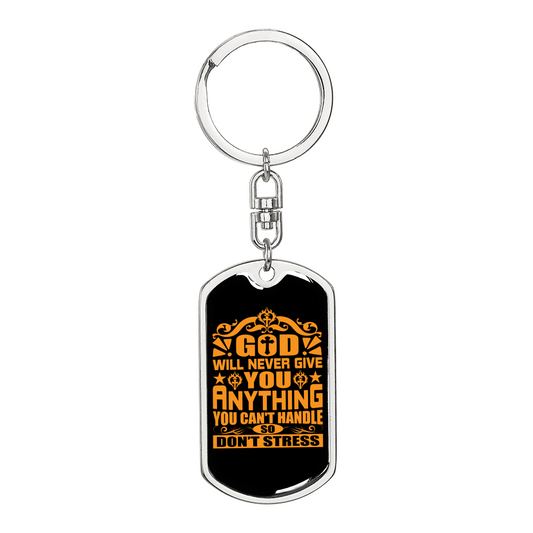 Don'T Stress Keychain Stainless Steel or 18k Gold Dog Tag Keyring-Express Your Love Gifts