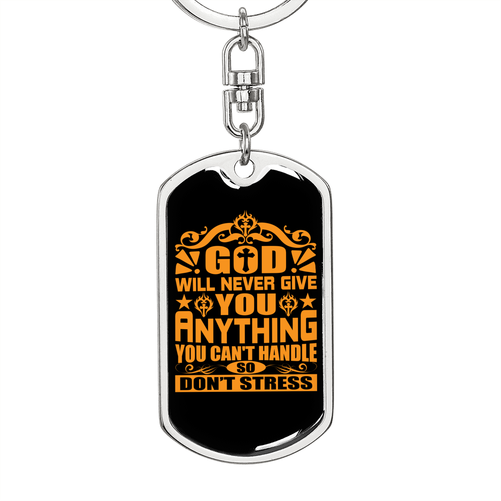 Don'T Stress Keychain Stainless Steel or 18k Gold Dog Tag Keyring-Express Your Love Gifts