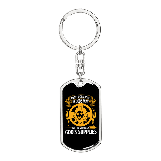 Done In God'S Way Keychain Stainless Steel or 18k Gold Dog Tag Keyring-Express Your Love Gifts