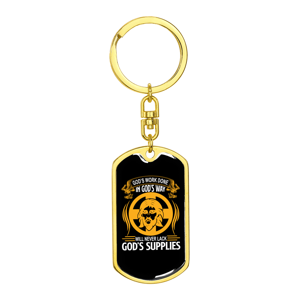 Done In God'S Way Stainless Steel or 18k Gold Premium Swivel Dog Tag Keychain