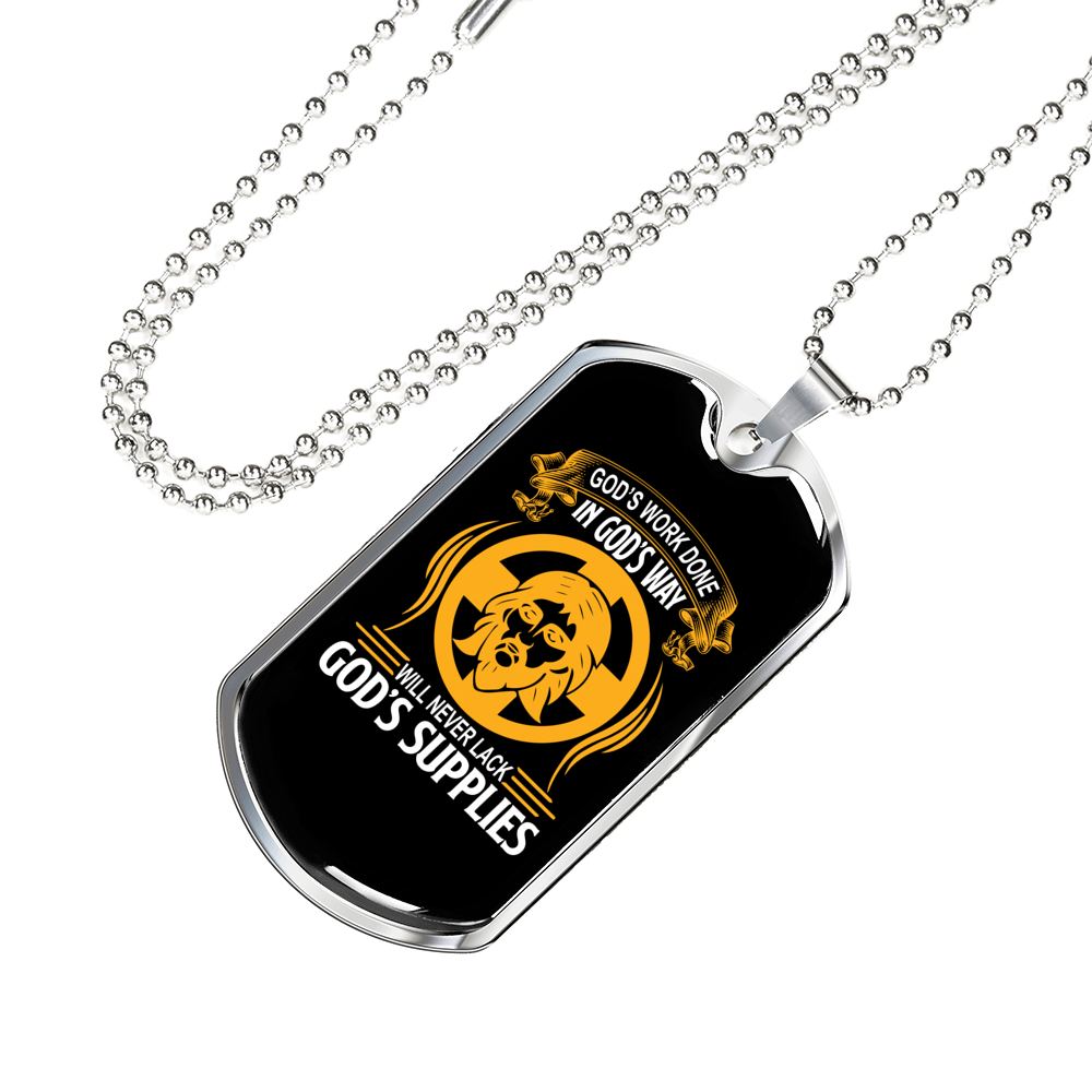 Done In God's Way Necklace Stainless Steel or 18k Gold Dog Tag 24" Chain-Express Your Love Gifts