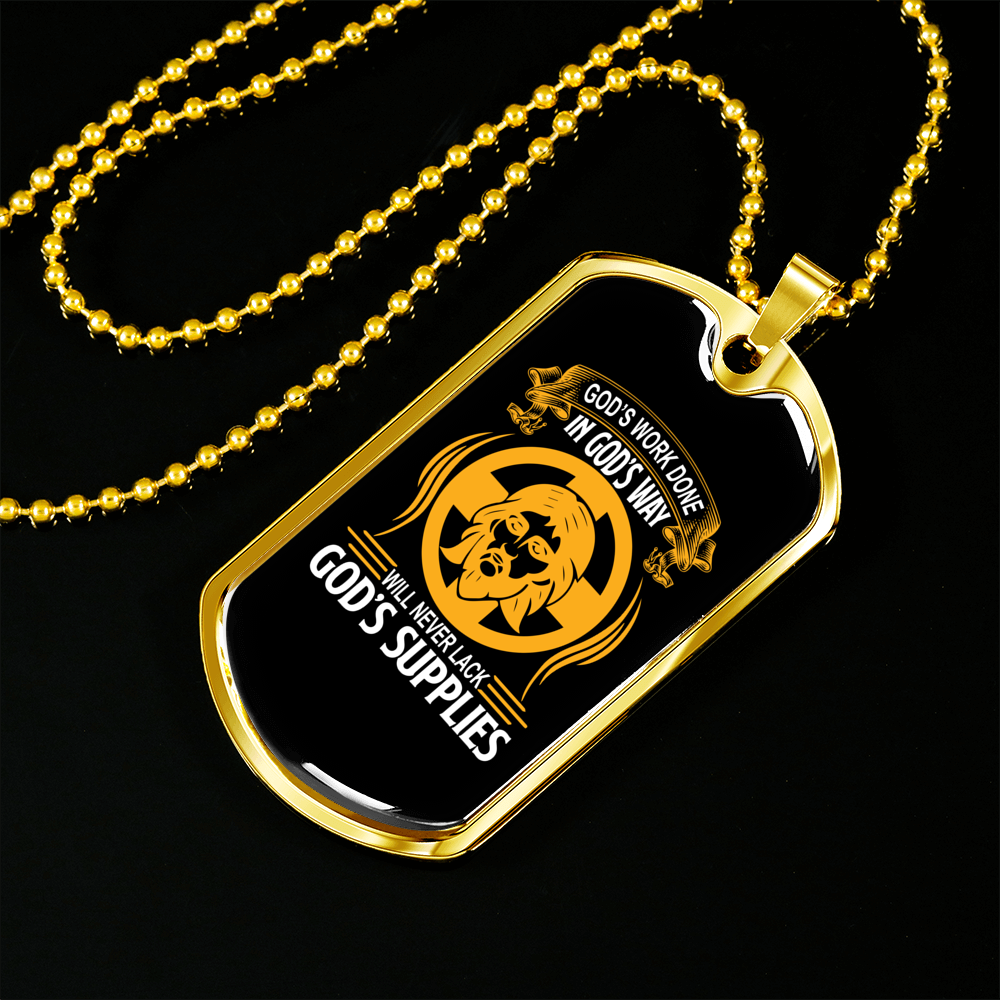 Done In God's Way Necklace Stainless Steel or 18k Gold Dog Tag 24" Chain-Express Your Love Gifts