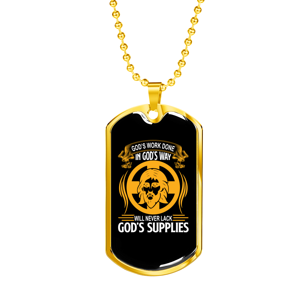 Done In God's Way Necklace Stainless Steel or 18k Gold Dog Tag 24" Chain-Express Your Love Gifts