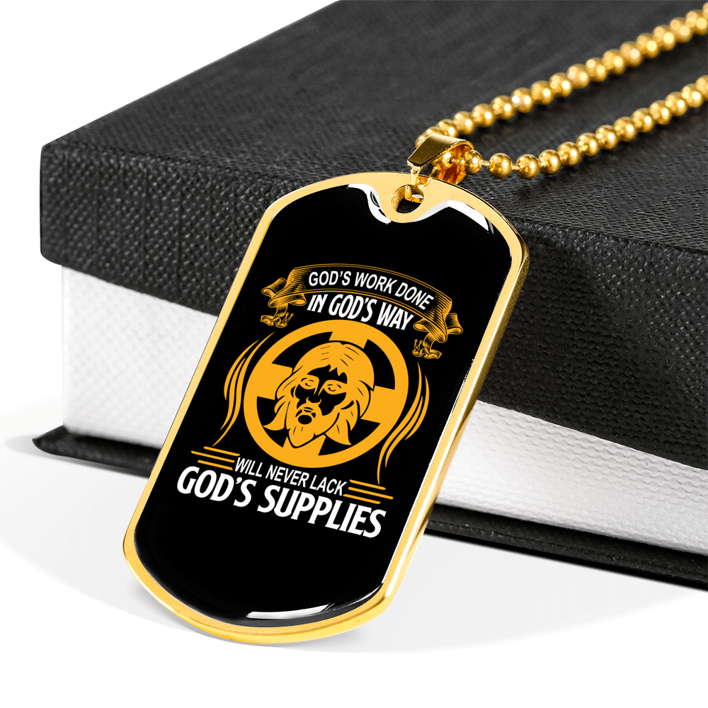 Done In God's Way Necklace Stainless Steel or 18k Gold Dog Tag 24" Chain-Express Your Love Gifts