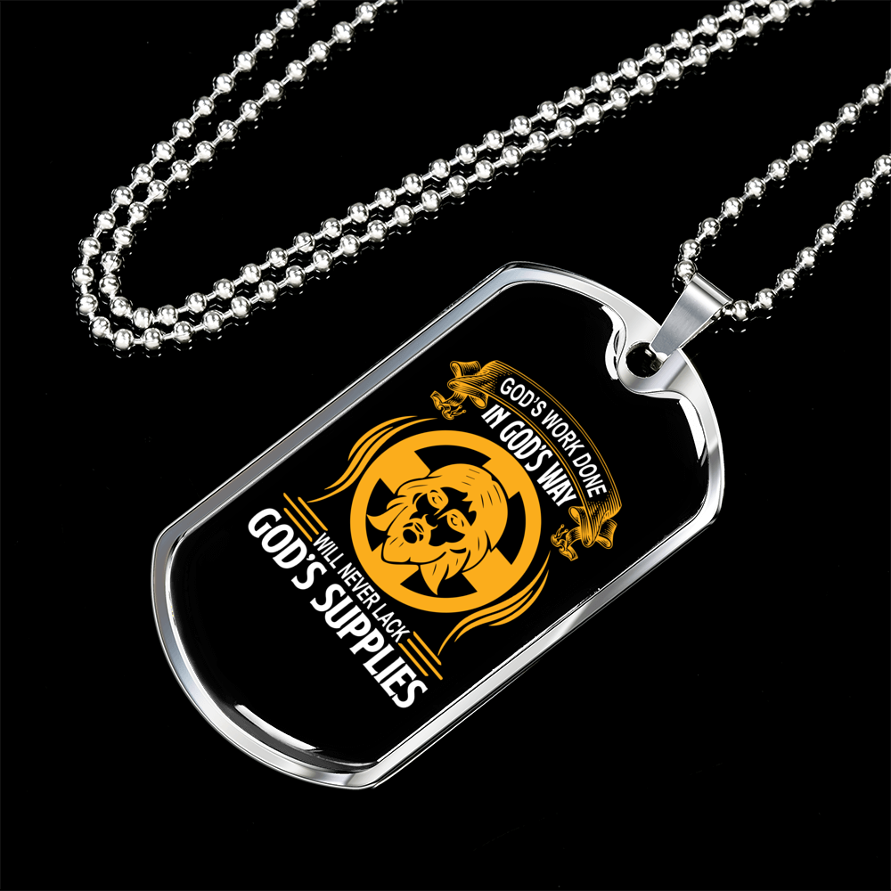 Done In God's Way Necklace Stainless Steel or 18k Gold Dog Tag 24" Chain-Express Your Love Gifts