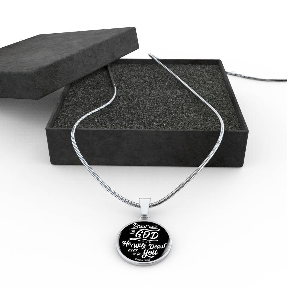 Draw Close To God Bible Verse Circle Necklace Stainless Steel or 18k Gold 18-22"-Express Your Love Gifts