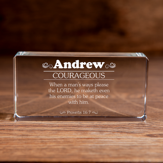 Personalized Christian Gift: Bible Verse Large Rectangular Crystal Paperweight with Custom Name Engraving-Express Your Love Gifts