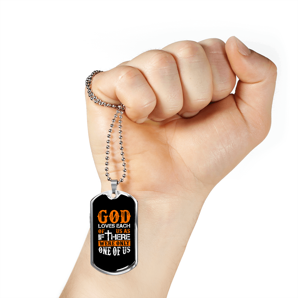 Each Of Us God Loves Necklace Stainless Steel or 18k Gold Dog Tag 24" Chain-Express Your Love Gifts