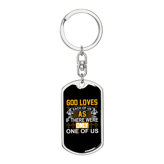 Each Of Us Keychain Stainless Steel or 18k Gold Dog Tag Keyring-Express Your Love Gifts