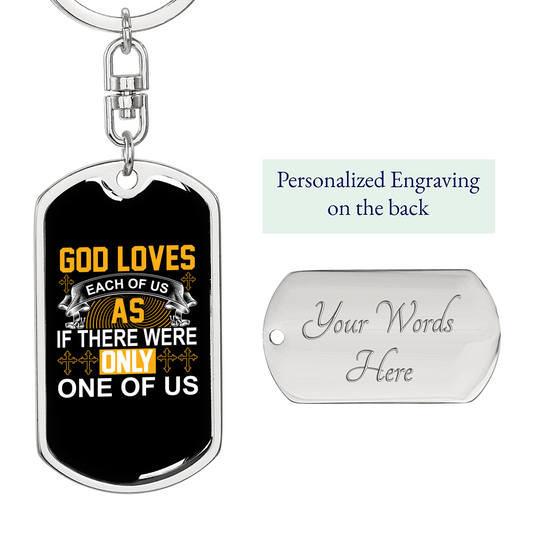 Each Of Us Keychain Stainless Steel or 18k Gold Dog Tag Keyring-Express Your Love Gifts