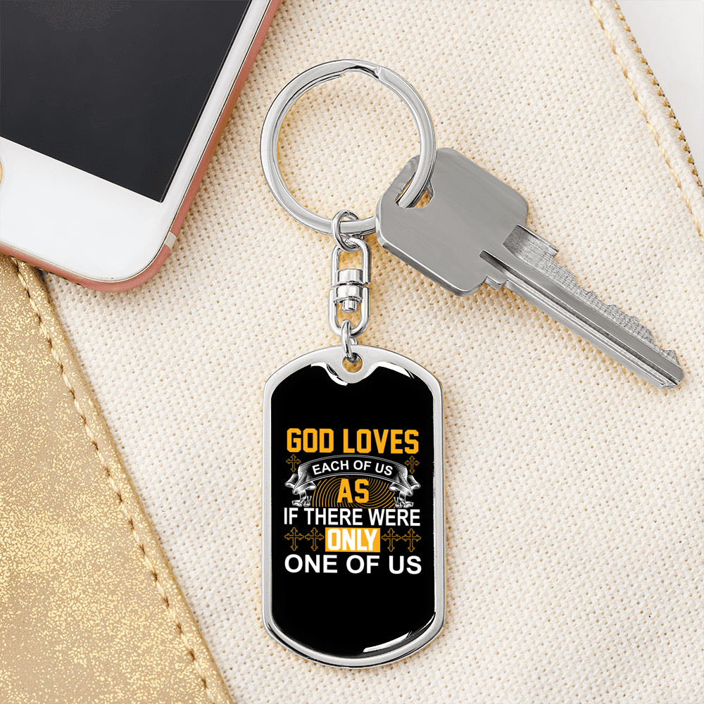 Each Of Us Keychain Stainless Steel or 18k Gold Dog Tag Keyring-Express Your Love Gifts