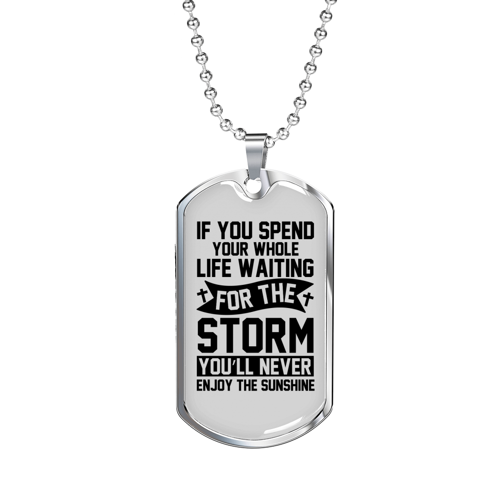 Enjoy The Sunshine Necklace Stainless Steel or 18k Gold Dog Tag 24" Chain-Express Your Love Gifts