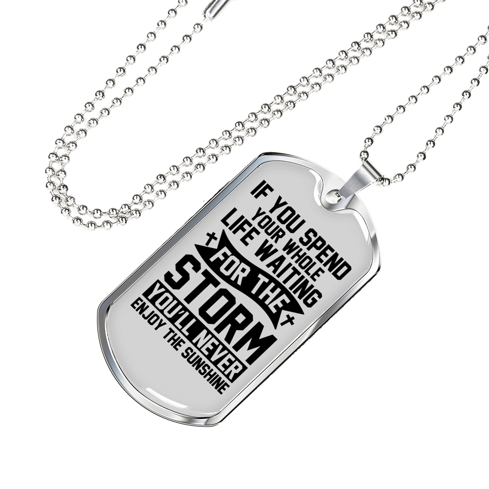 Enjoy The Sunshine Necklace Stainless Steel or 18k Gold Dog Tag 24" Chain-Express Your Love Gifts