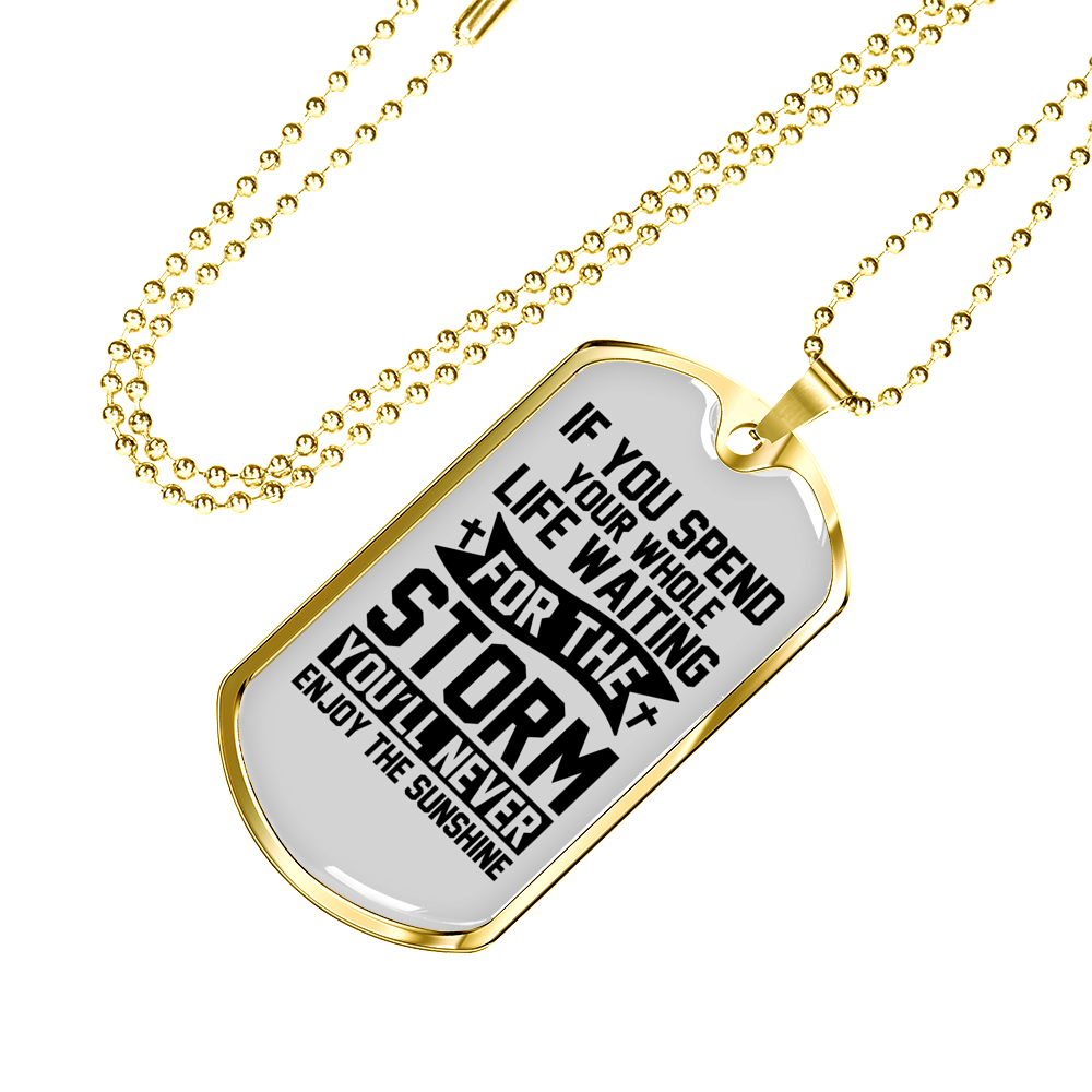 Enjoy The Sunshine Necklace Stainless Steel or 18k Gold Dog Tag 24" Chain-Express Your Love Gifts