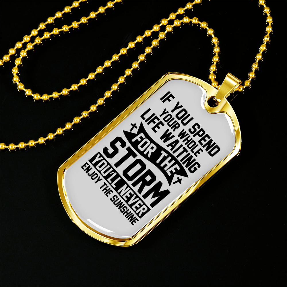 Enjoy The Sunshine Necklace Stainless Steel or 18k Gold Dog Tag 24" Chain-Express Your Love Gifts