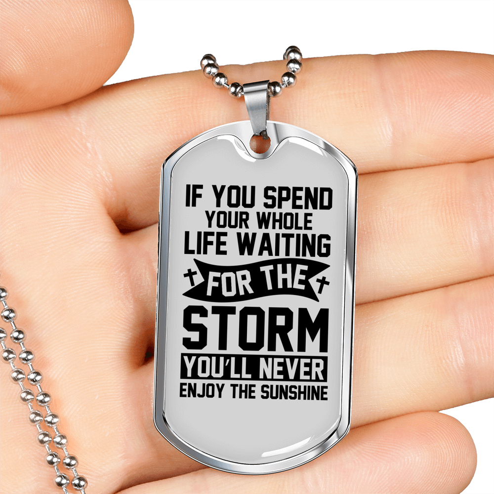 Enjoy The Sunshine Necklace Stainless Steel or 18k Gold Dog Tag 24" Chain-Express Your Love Gifts