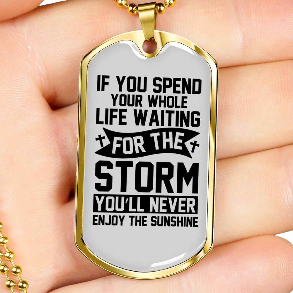 Enjoy The Sunshine Necklace Stainless Steel or 18k Gold Dog Tag 24" Chain-Express Your Love Gifts