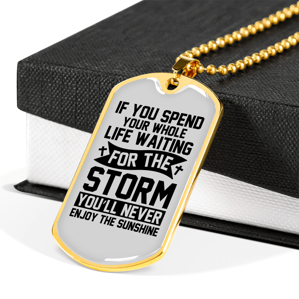 Enjoy The Sunshine Necklace Stainless Steel or 18k Gold Dog Tag 24" Chain-Express Your Love Gifts