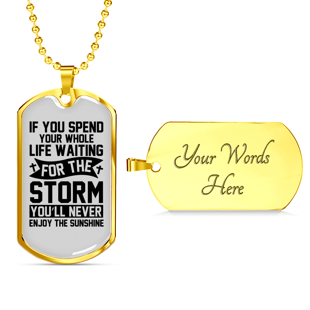 Enjoy The Sunshine Necklace Stainless Steel or 18k Gold Dog Tag 24" Chain-Express Your Love Gifts