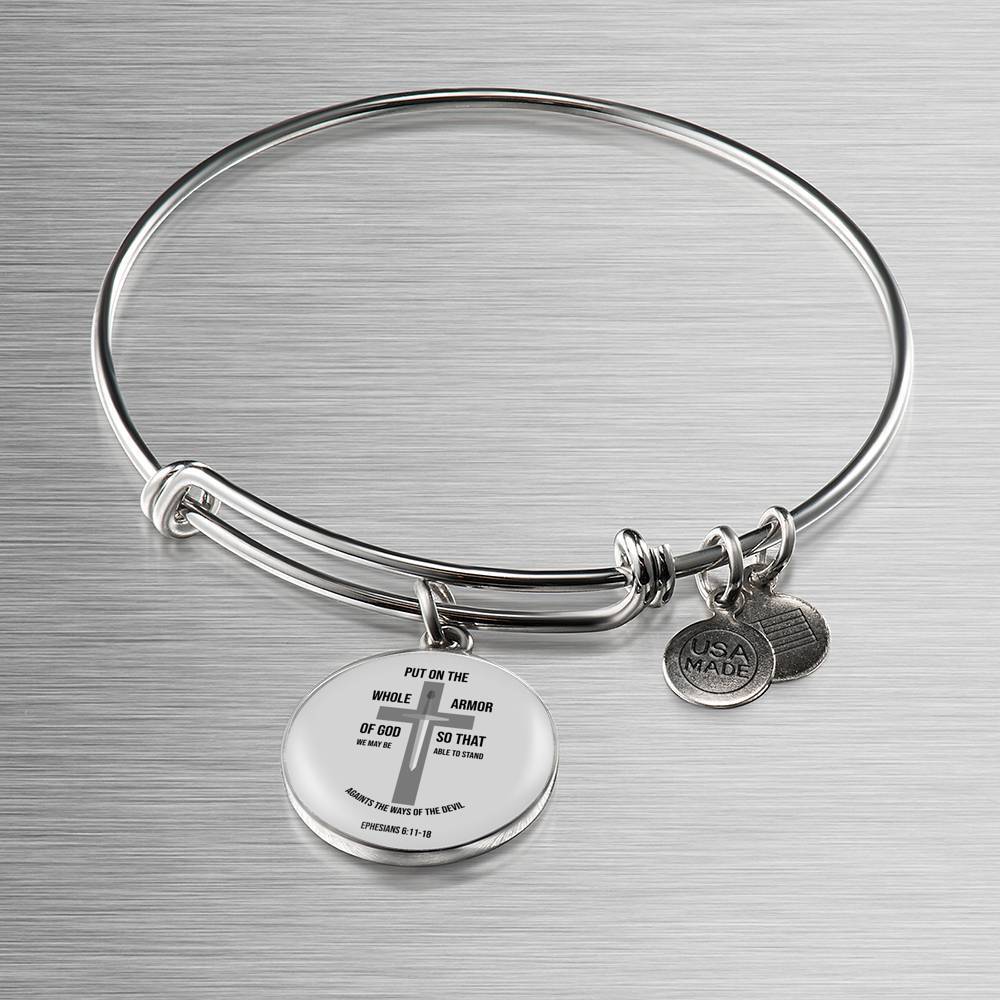 Ephesians 6:11-18 Christian Verse Gift Ephesians Stainless Steel or 18k Gold Circle Bangle Bracelet - Express Your Love Gifts