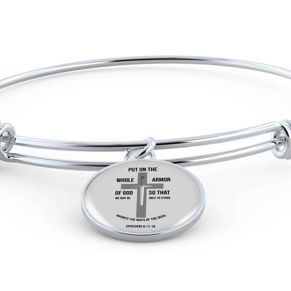 Ephesians 6:11-18 Christian Verse Gift Ephesians Stainless Steel or 18k Gold Circle Bangle Bracelet - Express Your Love Gifts