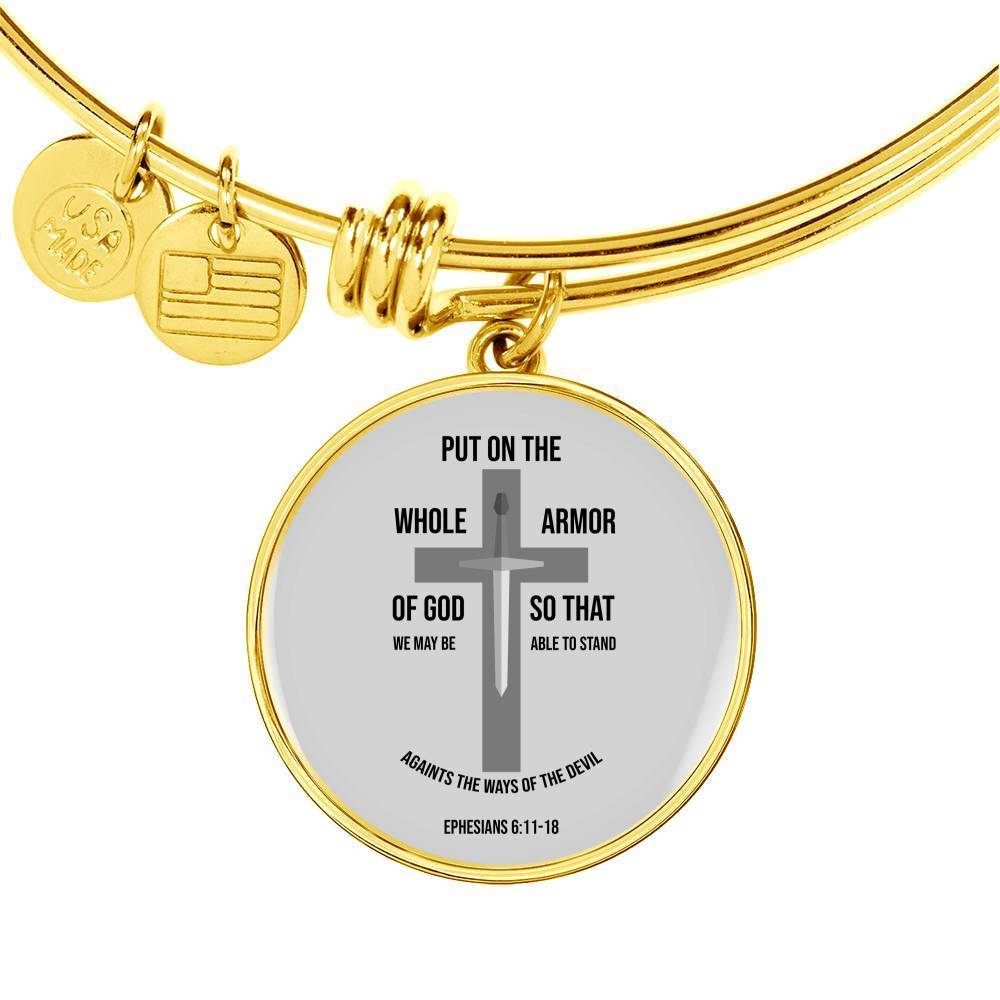 Ephesians 6:11-18 Christian Verse Gift Ephesians Stainless Steel or 18k Gold Circle Bangle Bracelet - Express Your Love Gifts
