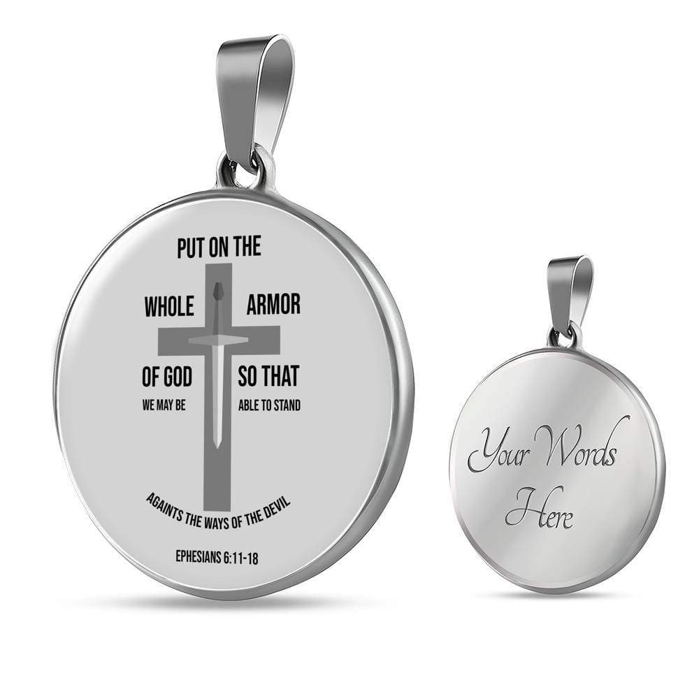 Ephesians 6:1118 Circle Necklace Stainless Steel or 18k Gold 18-22" - Express Your Love Gifts