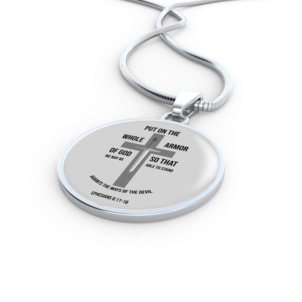 Ephesians 6:1118 Circle Necklace Stainless Steel or 18k Gold 18-22" - Express Your Love Gifts