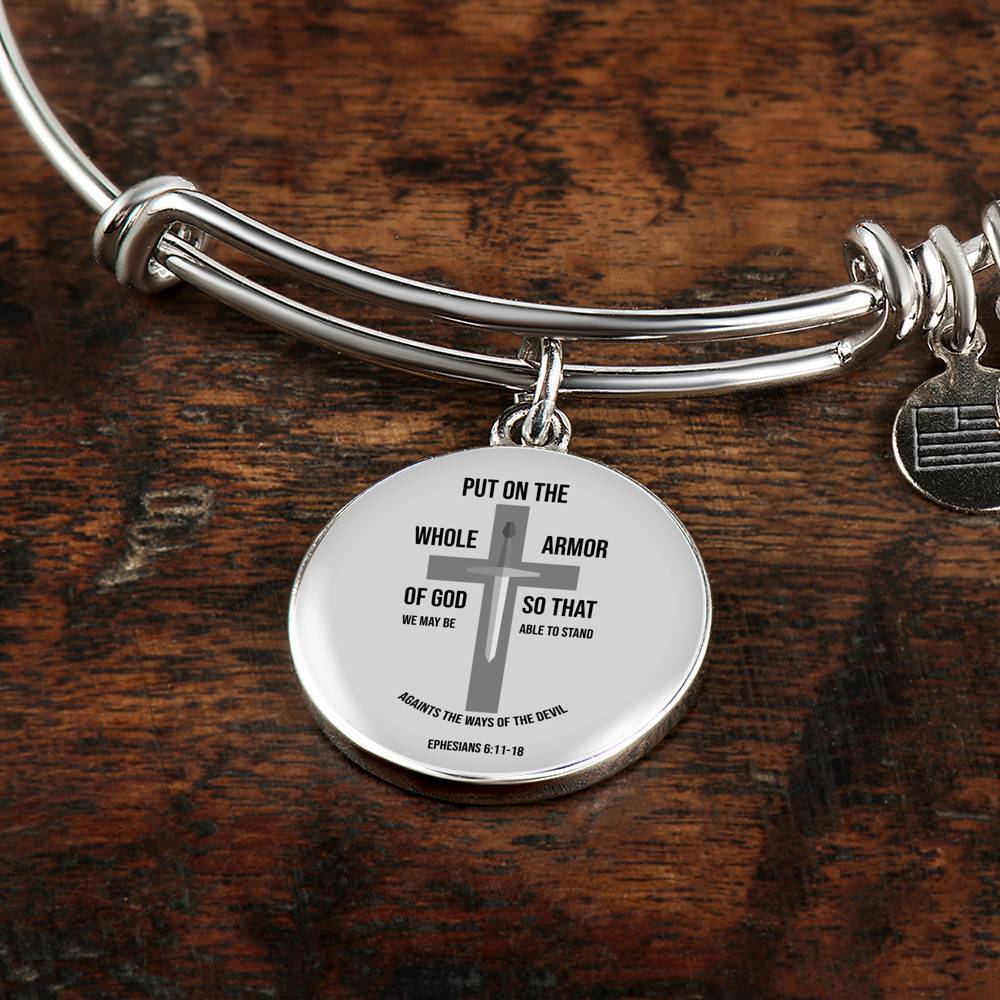Ephesians 6:1118 Stainless Steel or 18k Gold Circle Bangle Bracelet - Express Your Love Gifts